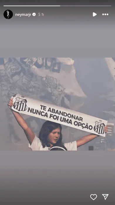 Postagem do Neymar em seu Instagram, nesta terça-feira (8)